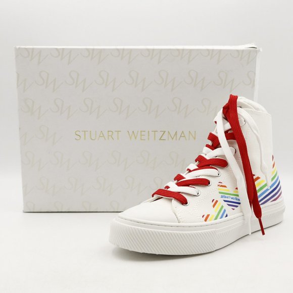 Stuart Weitzman White and Red Sneakers - Picture 1 of 16